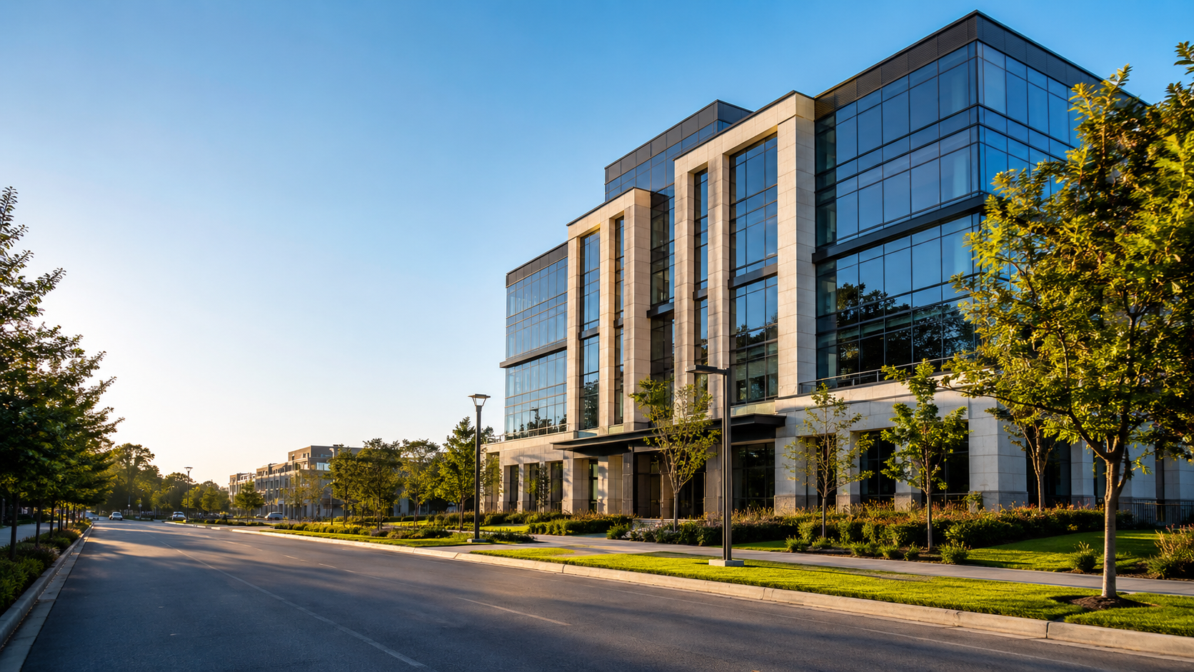 Modern landscaped commercial office campus